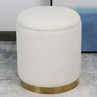 Storage Footstool - White, Teddy Fabric