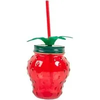 Strawberry Drinking Jar - Red