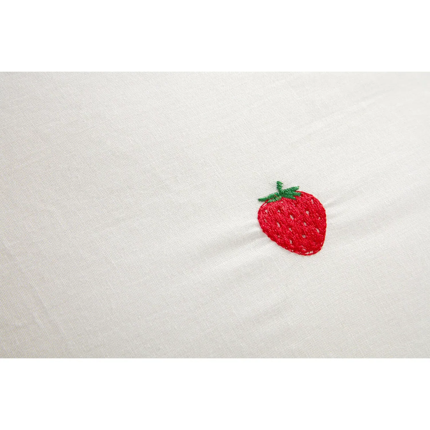 Strawberry Embroidered King Duvet Cover Set - White