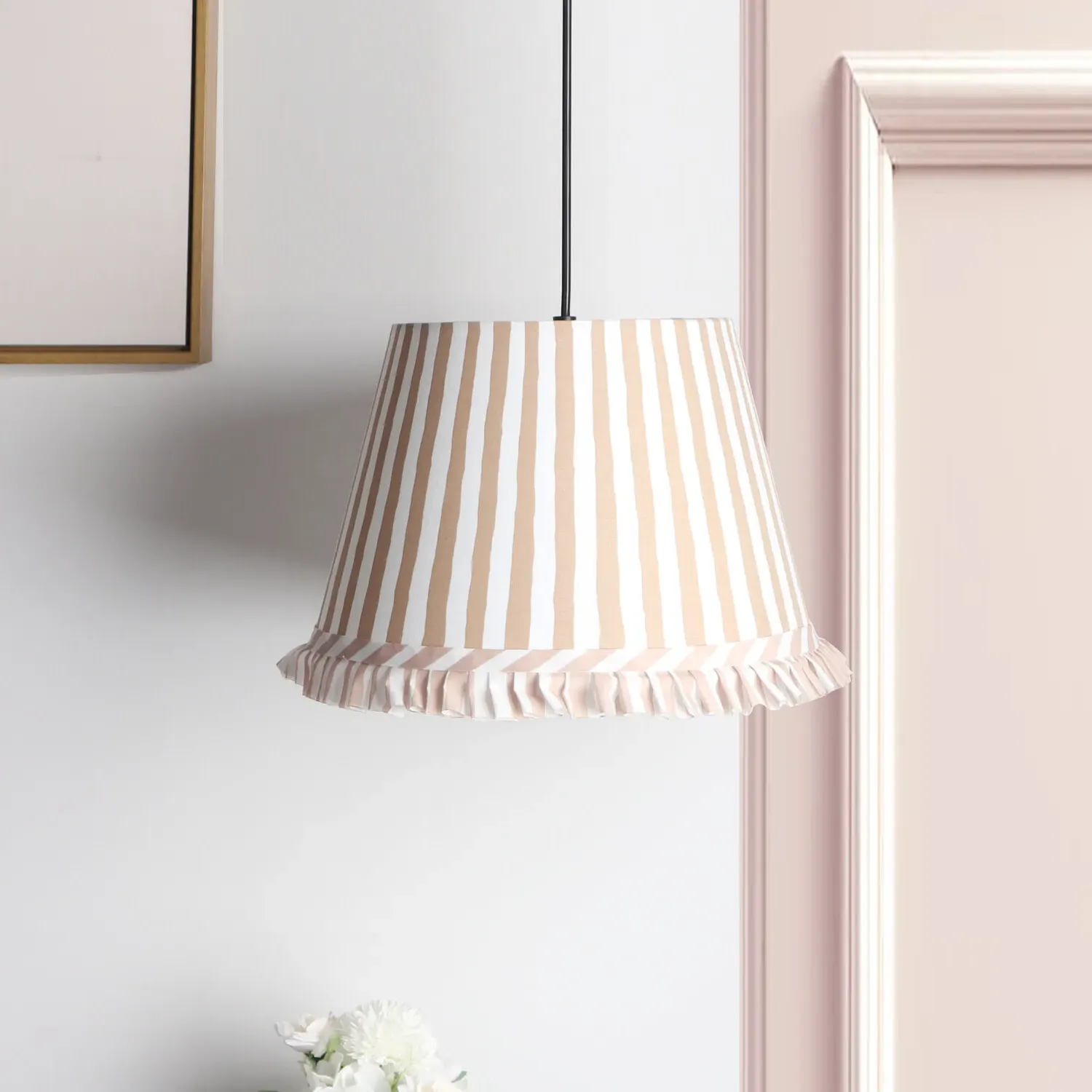 Stripe Tassel Lamp Shade - Brown