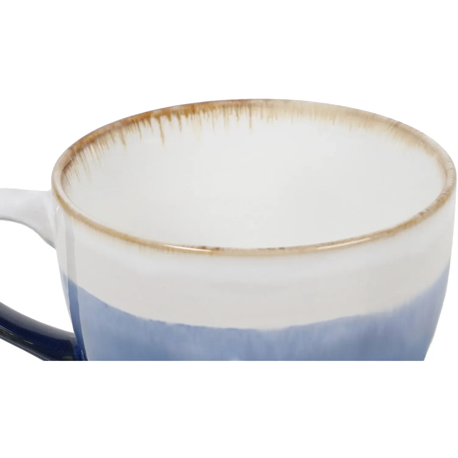 Stripes Reactive Glaze Cappuccino Mug - Blue, Stoneware