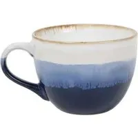 Stripes Reactive Glaze Cappuccino Mug - Blue, Stoneware