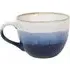 Stripes Reactive Glaze Cappuccino Mug - Blue, Stoneware