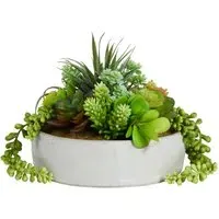 Succulent Artificial Plant - Green, Cement Pot