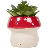 Succulent Artificial Plant - Red Mushroom Pot