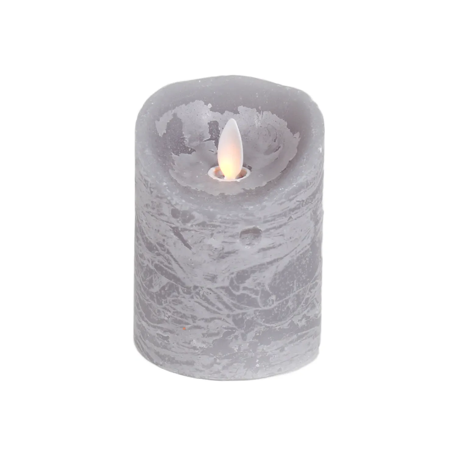 Suede Effect Pillar LED Candle 10cm - Grey