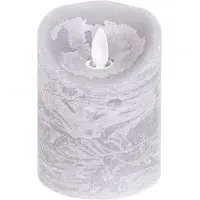 Suede Effect Pillar LED Candle 10cm - Grey