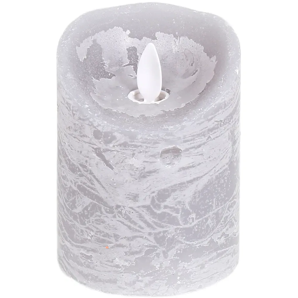 Suede Effect Pillar LED Candle 10cm - Grey image