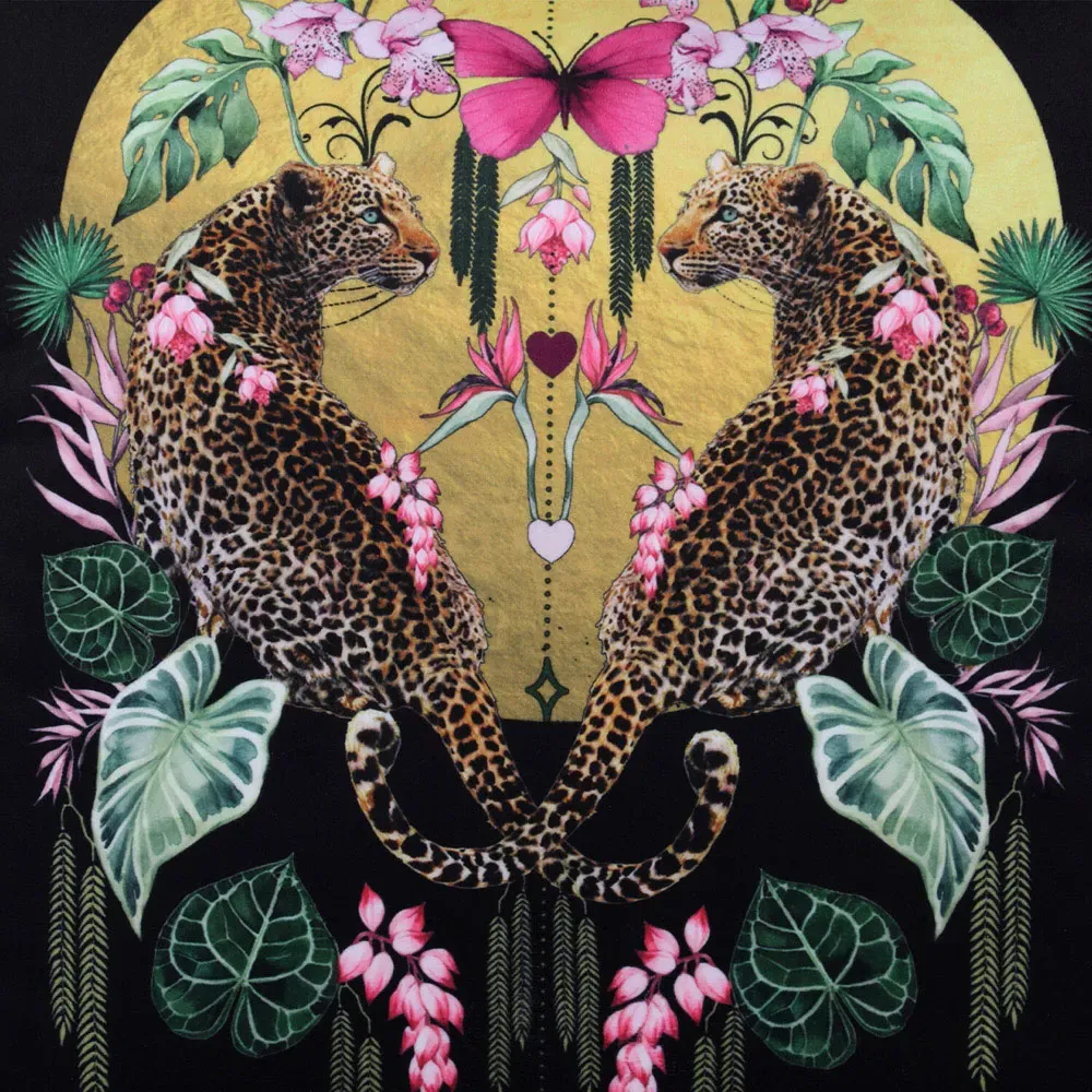 Summer Thornton Sunrise Leopards Cushion - Black