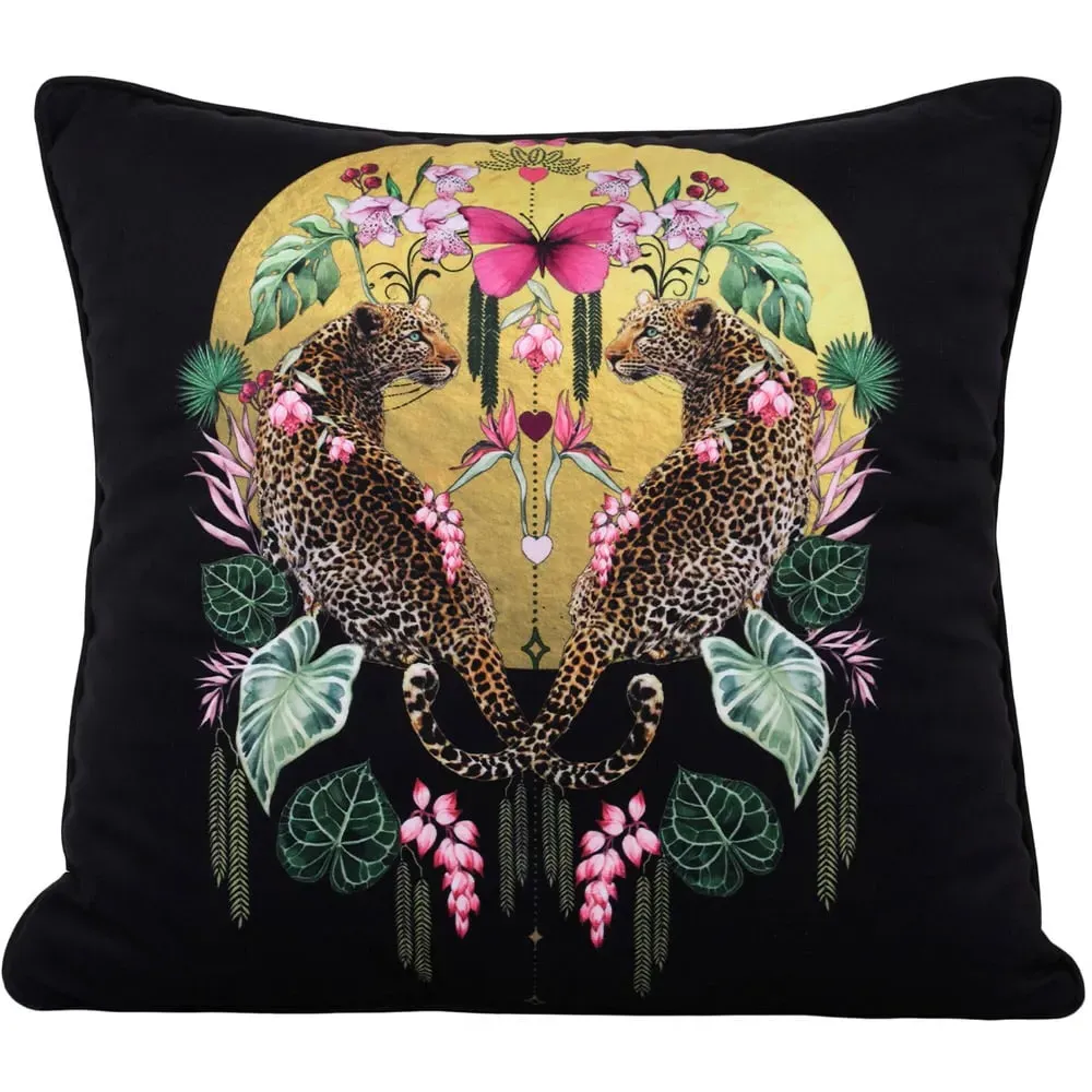 Summer Thornton Sunrise Leopards Cushion - Black