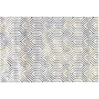 Sunset Geo Strips Rug - Grey, Gold