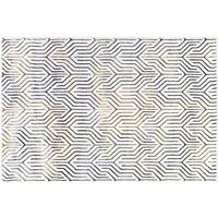 Sunset Geo Strips Rug - Grey, Gold