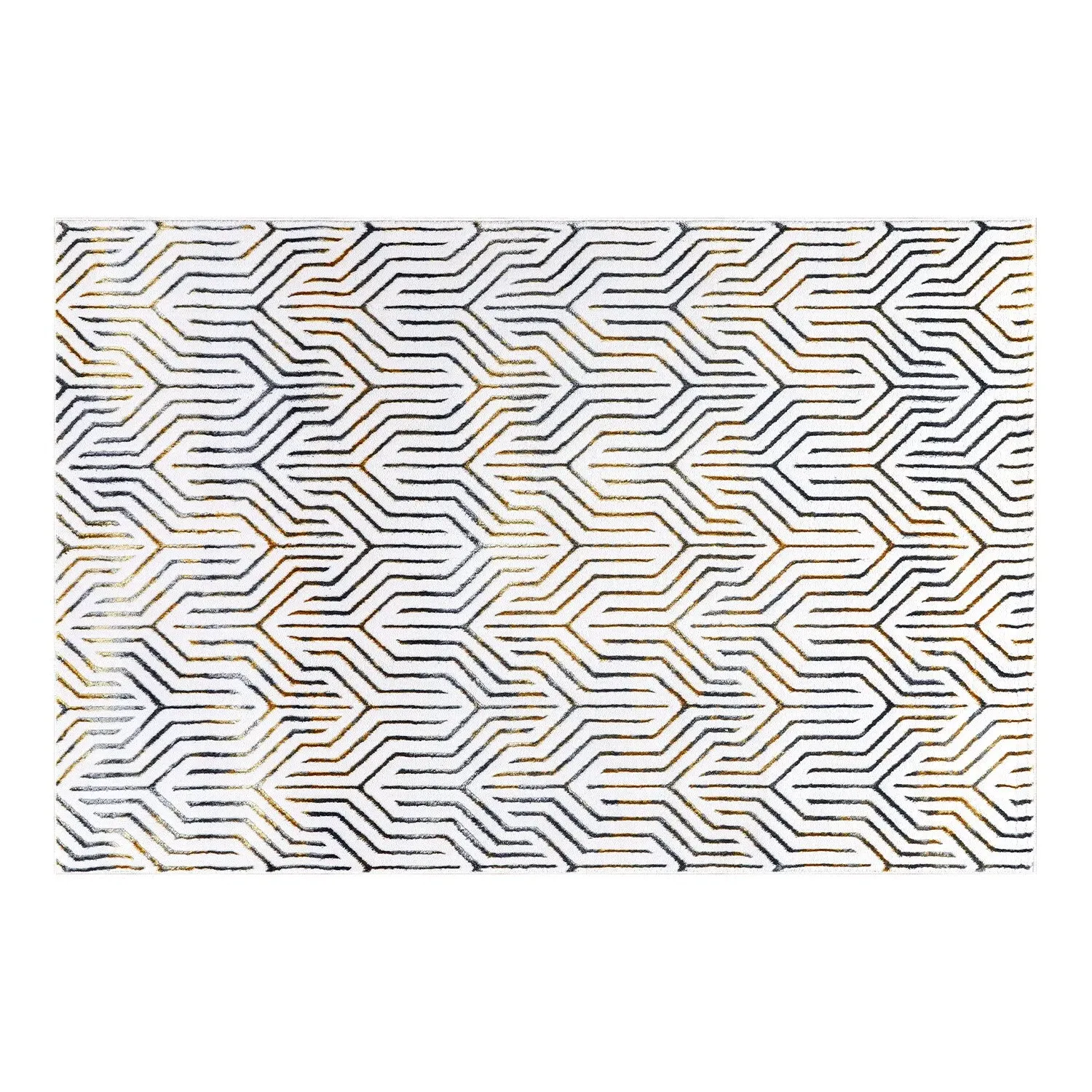 Sunset Geo Strips Rug - Grey, Gold image