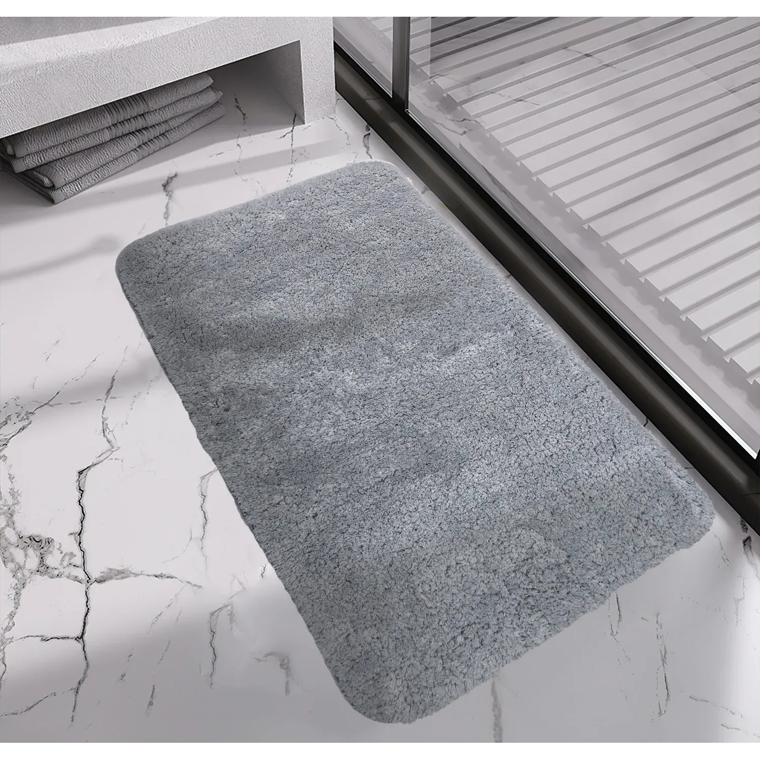 Supersoft Bath Mat - Silver, Polyester