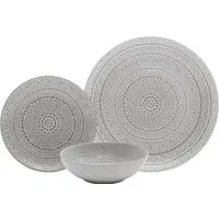 Swirl 12 Piece Dinner Set - Grey, Stoneware
