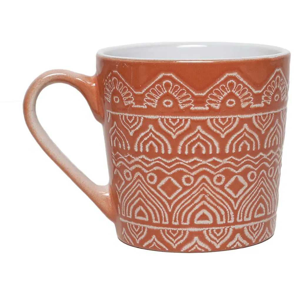 Swirl Stoneware Mug 4 Pack - Terracotta