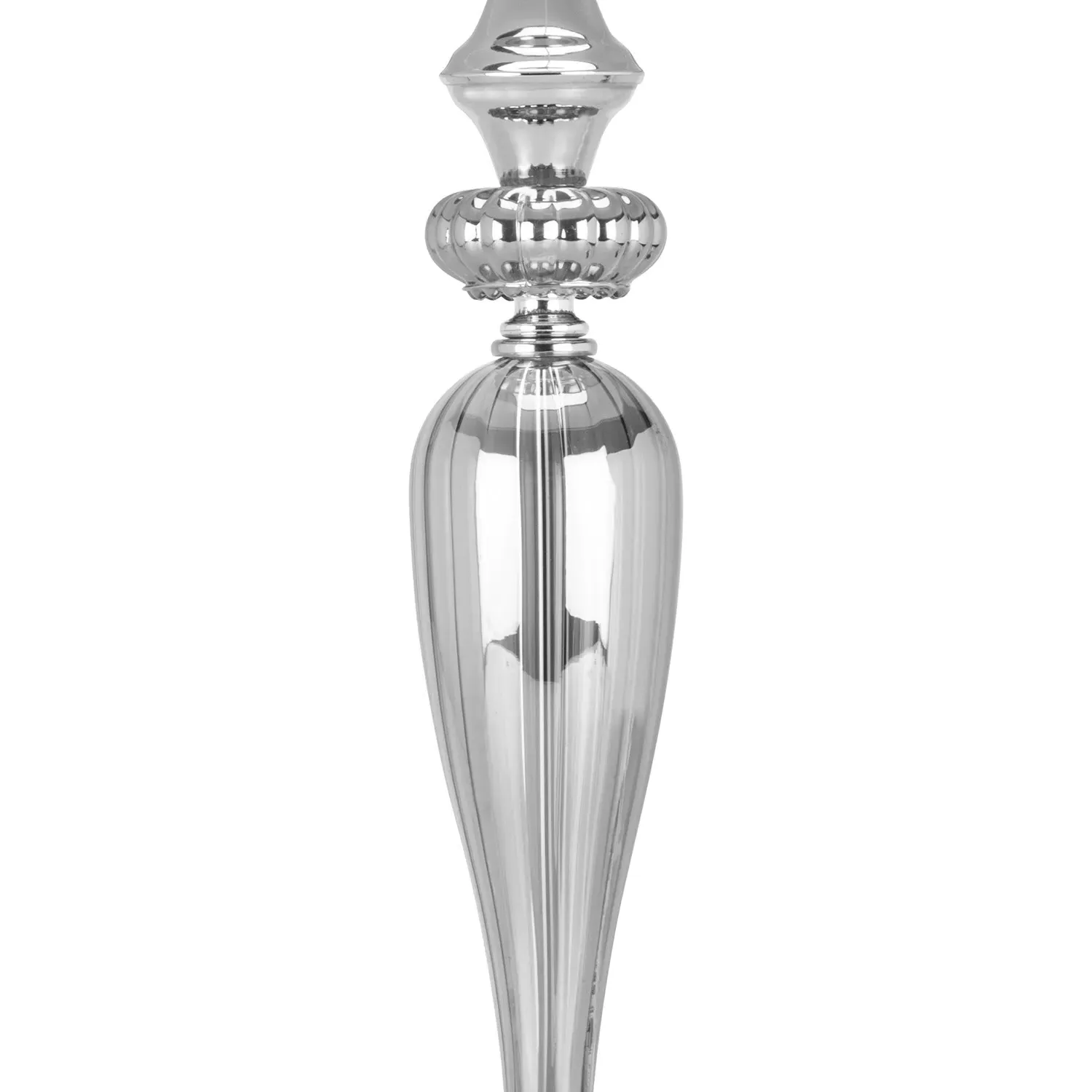 Table Lamp - Silver, Grey Velvet Shade