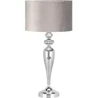 Table Lamp - Silver, Grey Velvet Shade