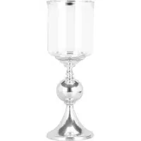 Table Top Hurricane Candle Holder - Silver, Metal