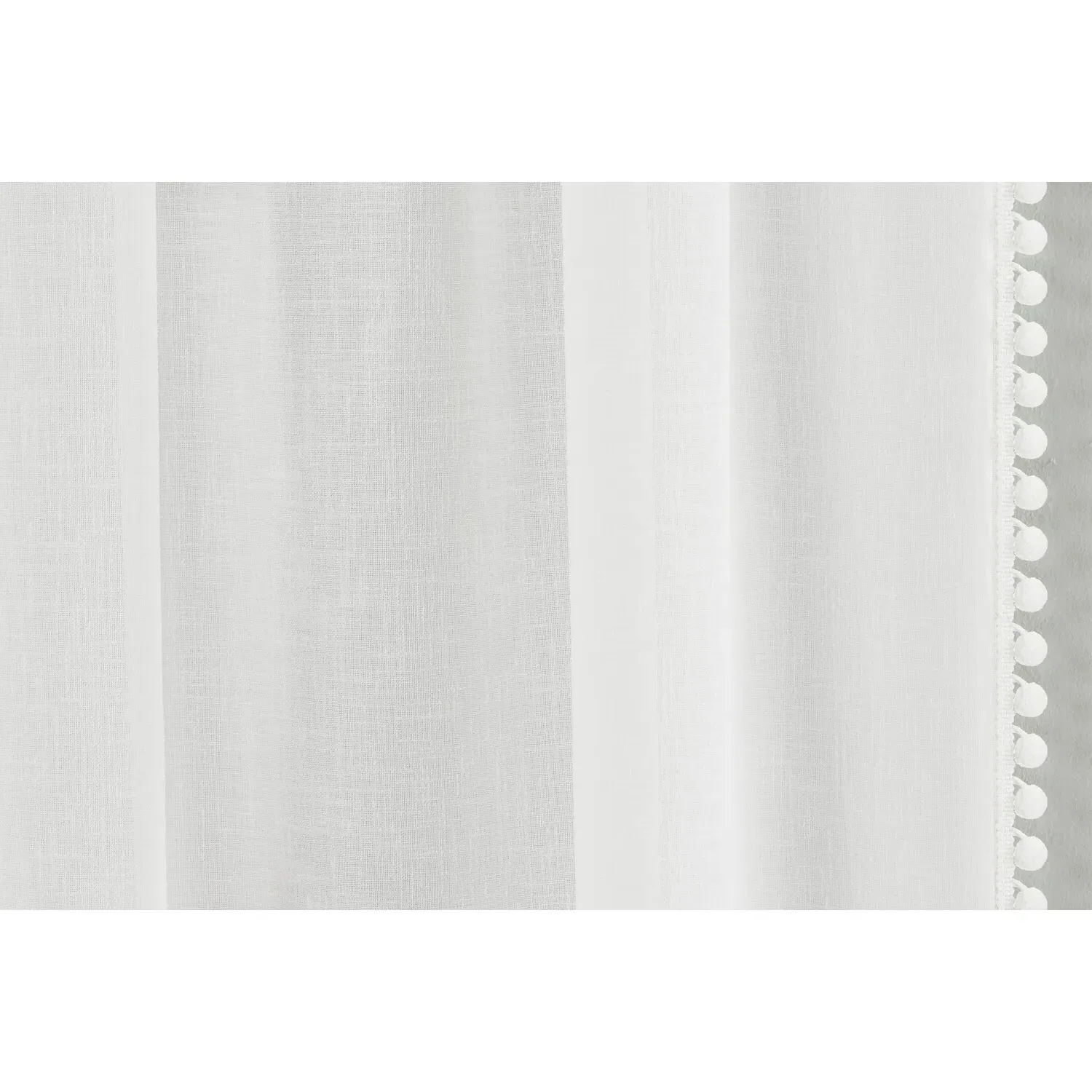 Tahiti Pompom Edge Voile Panel - White