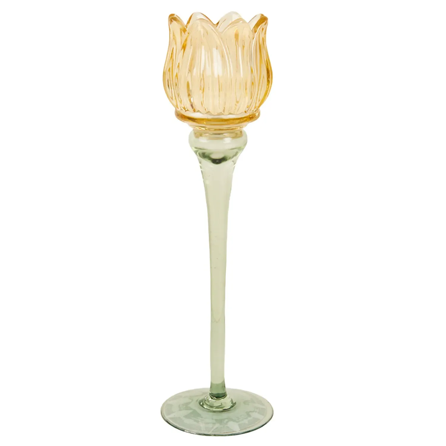 Tall Tulip Glass Tealight Holder - Multicolour