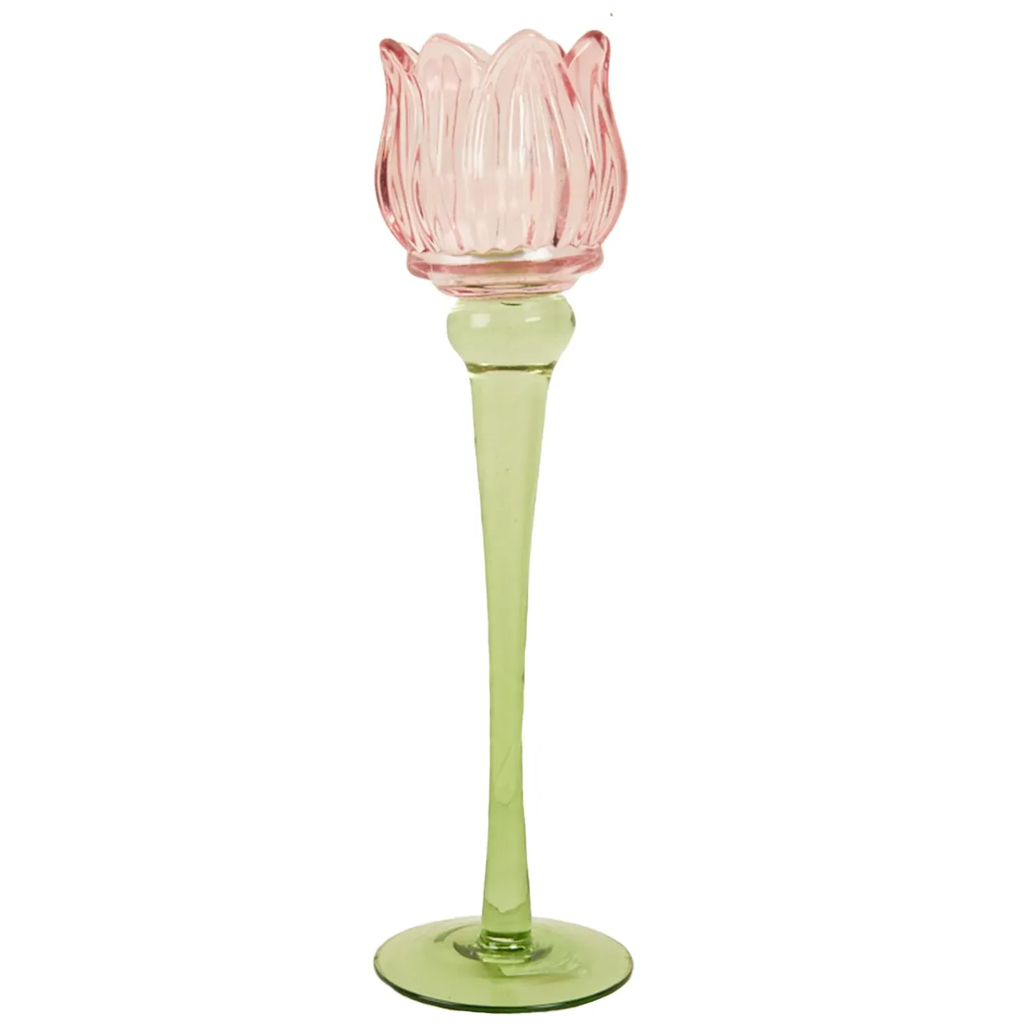 Tall Tulip Glass Tealight Holder - Multicolour