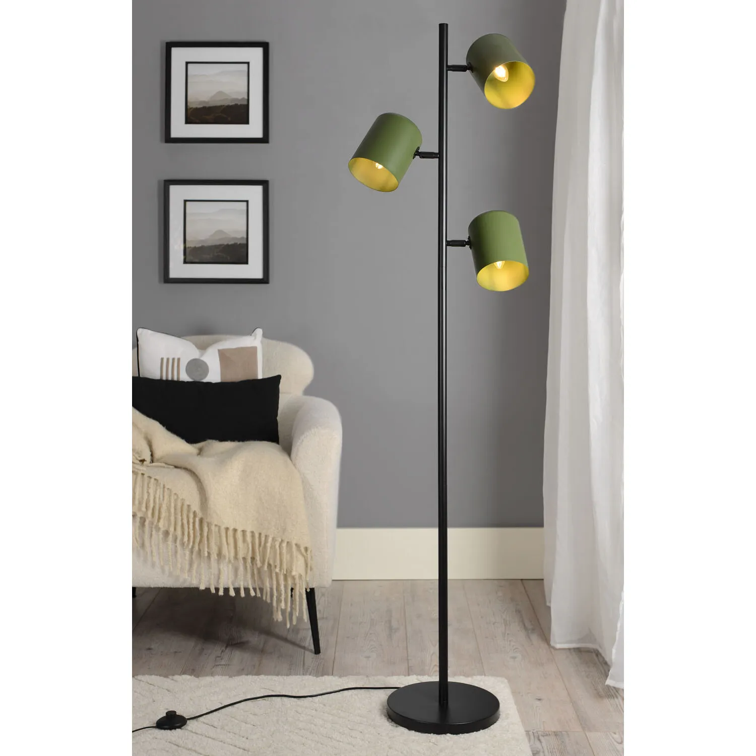 Tate 3 Light Floor Lamp - Green