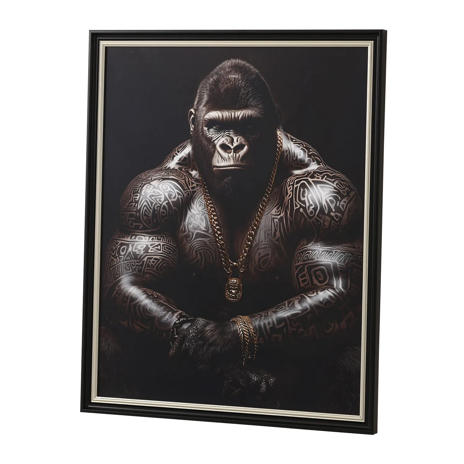 Tattooed Gorilla Gloss Art Frame - Black
