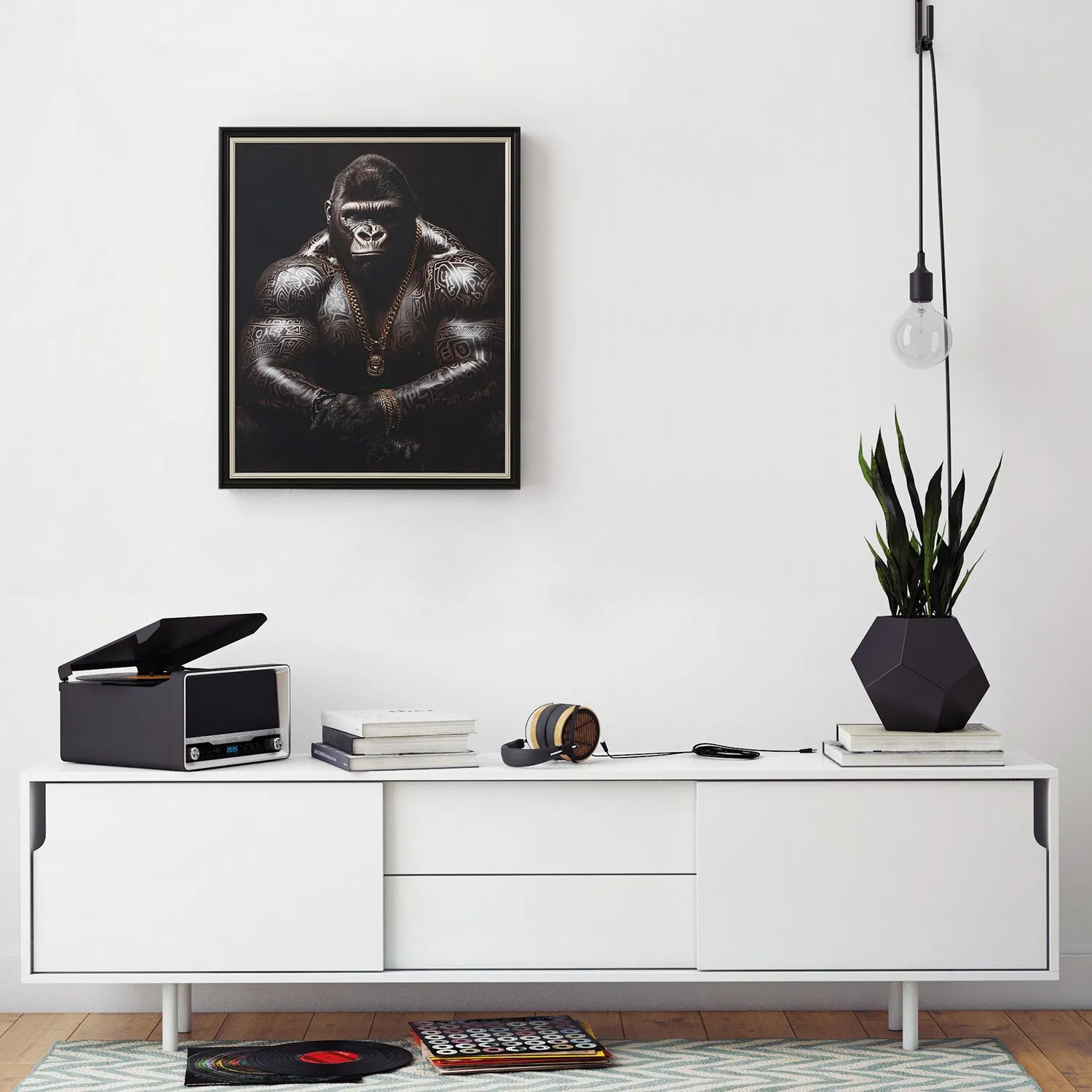 Tattooed Gorilla Gloss Art Frame - Black image