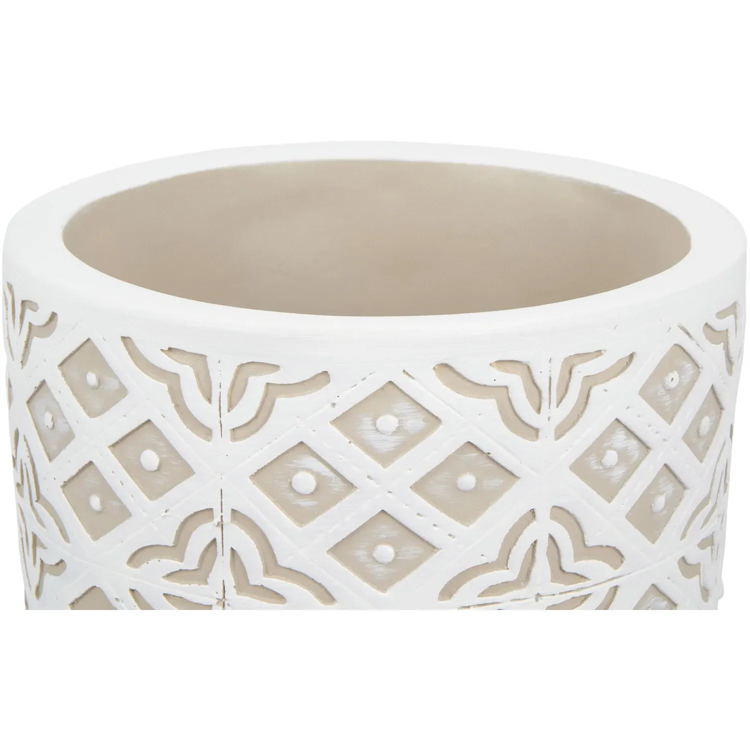 Taupe Tile Print Planter - Taupe, Beech Wood