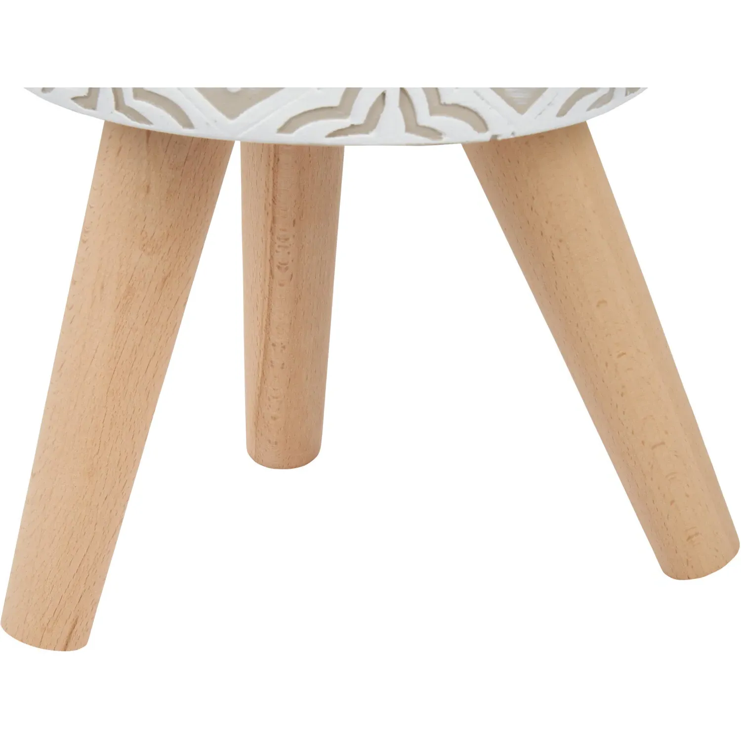 Taupe Tile Print Planter - Taupe, Beech Wood