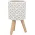 Taupe Tile Print Planter - Taupe, Beech Wood