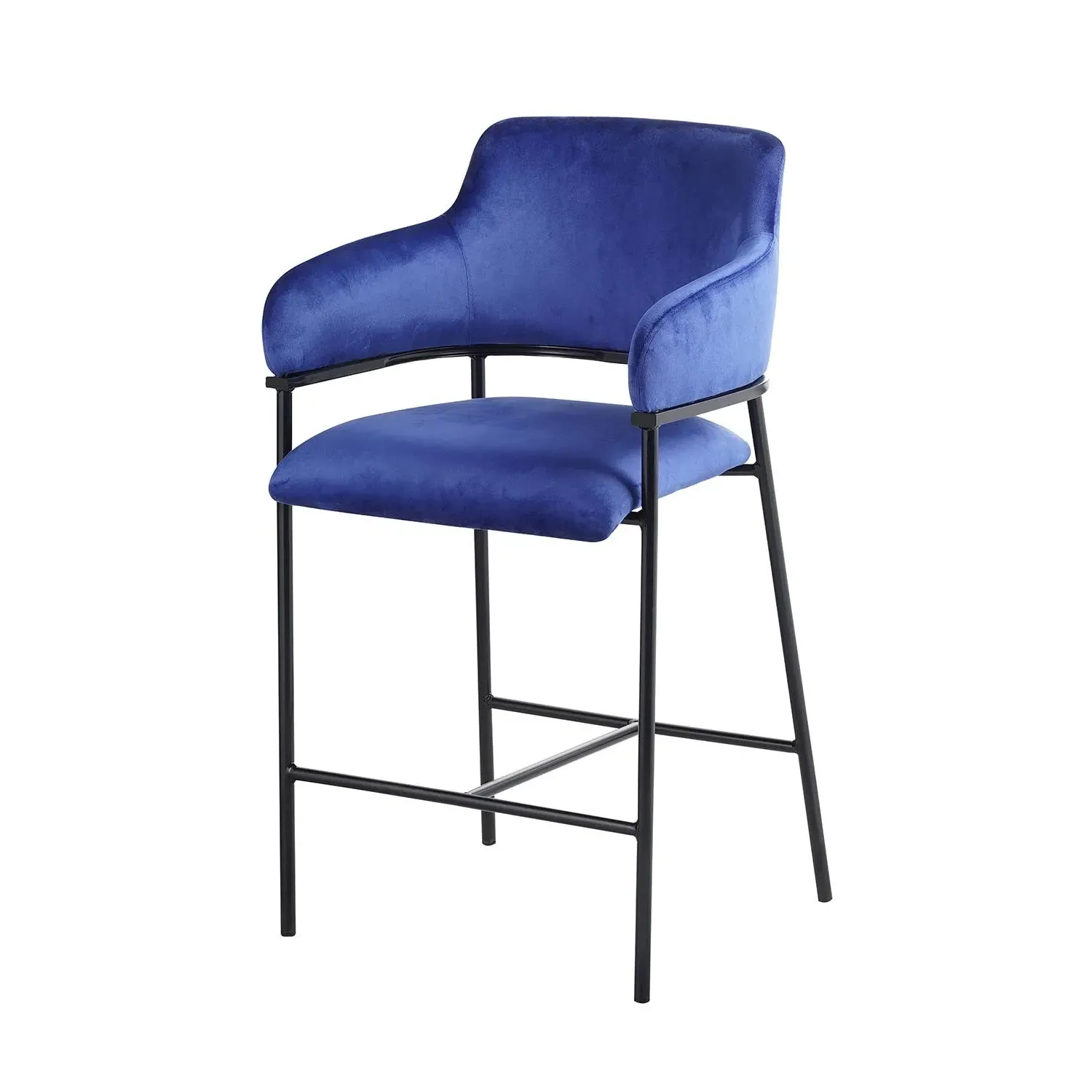Taylor Bar Stool - Blue, Velvet
