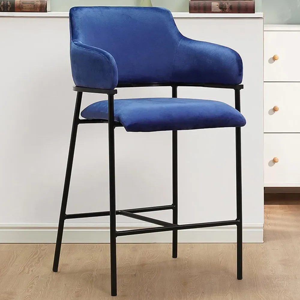 Taylor Bar Stool - Blue, Velvet image