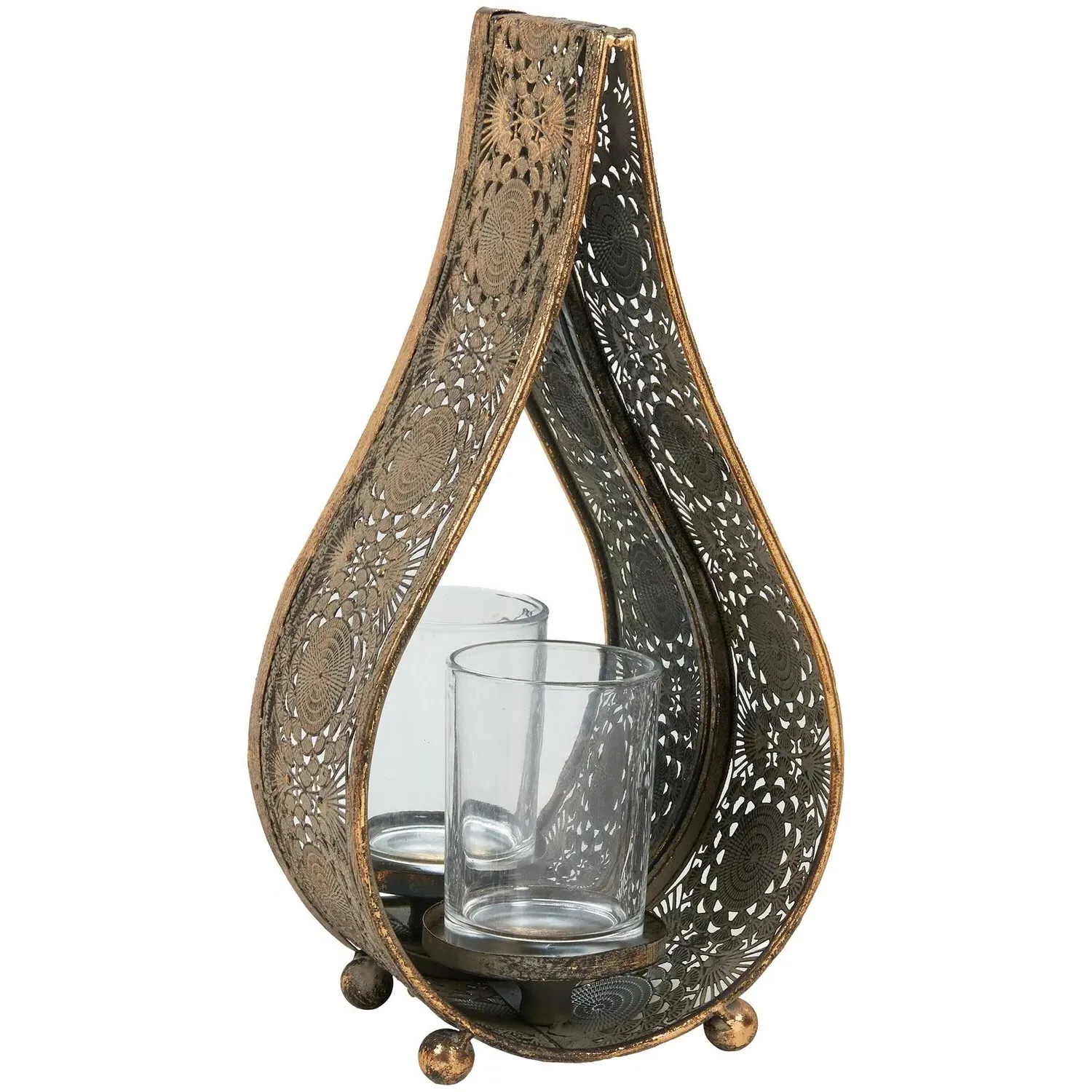 Teardrop Candle Lantern - Gold