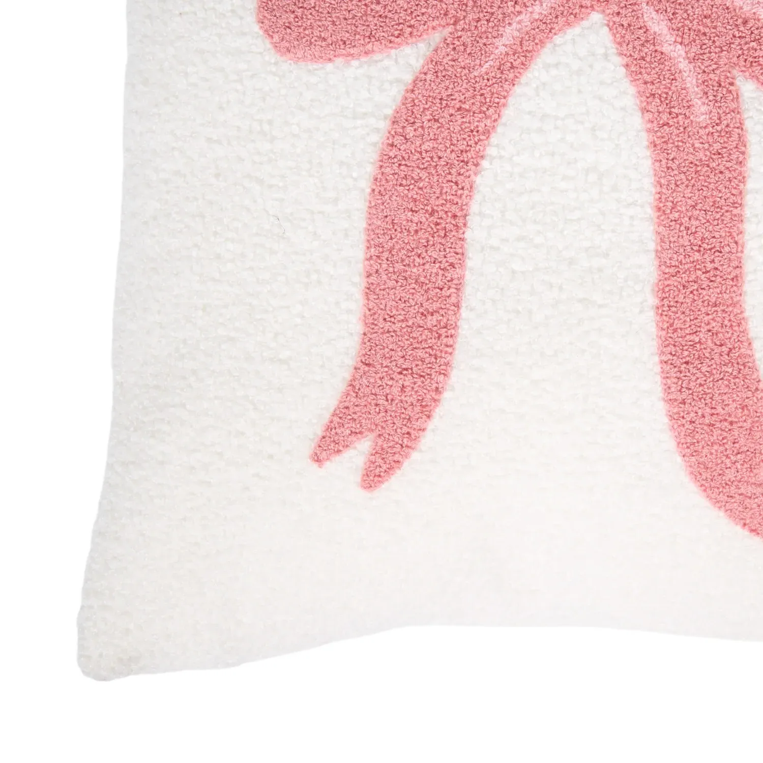 Teddy Fleece Bow Cushion - Pink