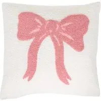 Teddy Fleece Bow Cushion - Pink
