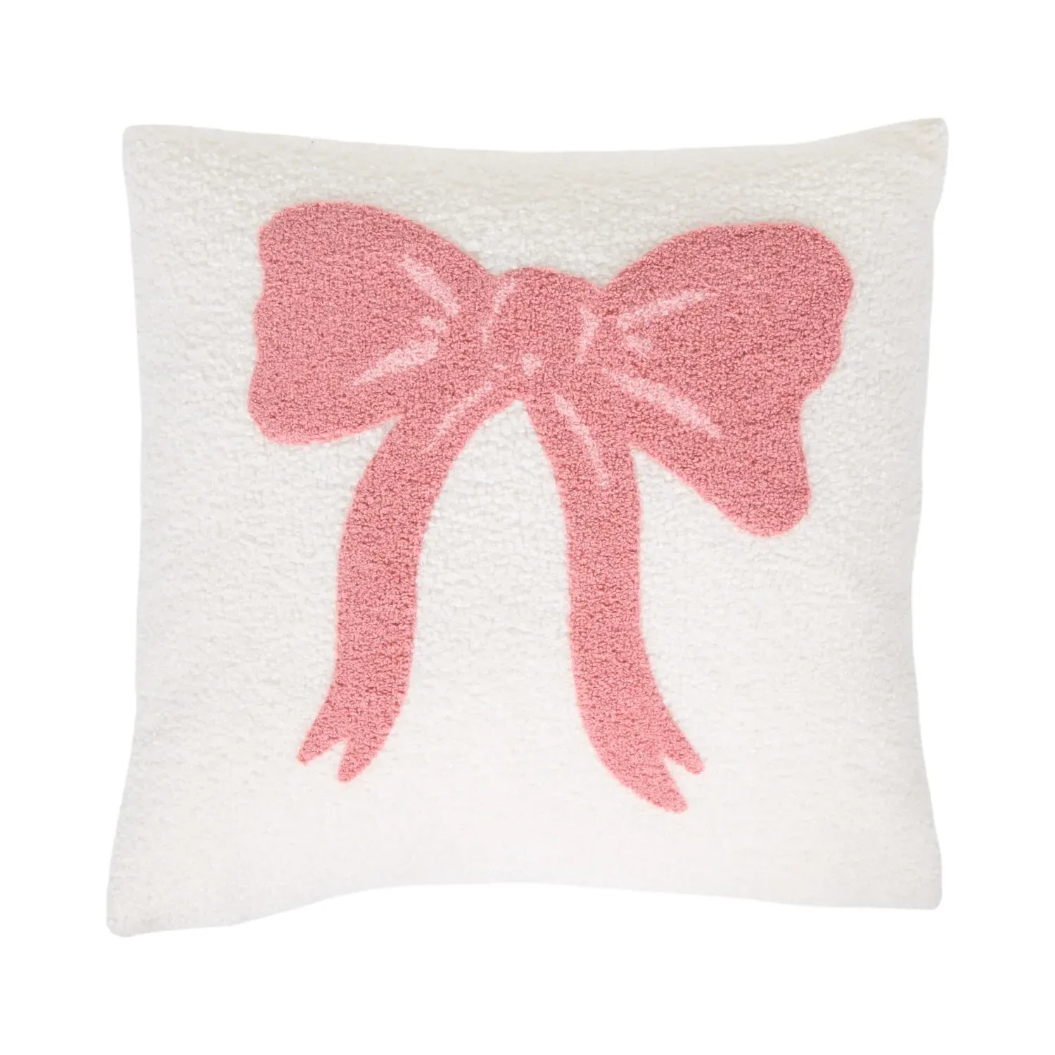 Teddy Fleece Bow Cushion - Pink