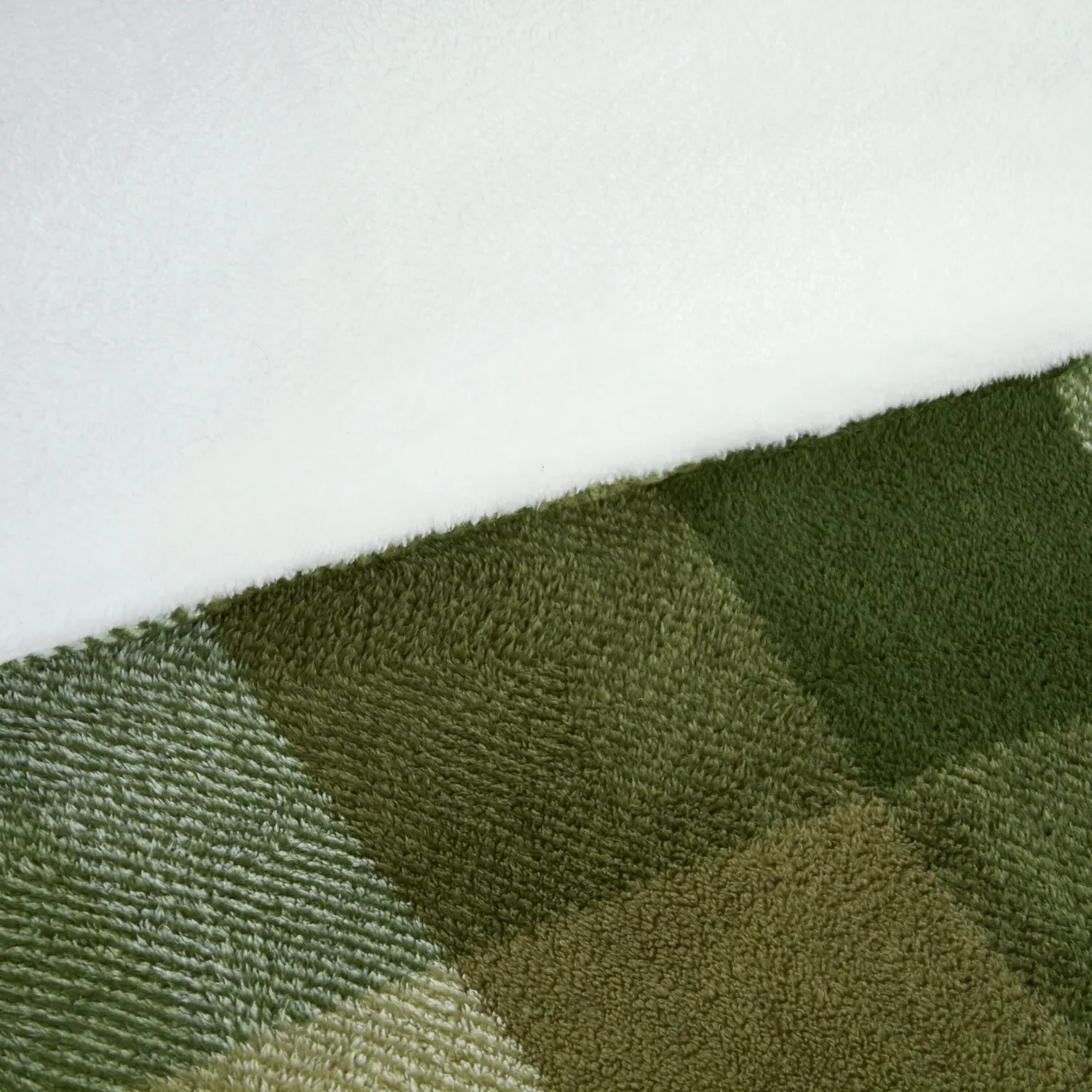 Teddy Fleece Check Double Duvet Set - Green