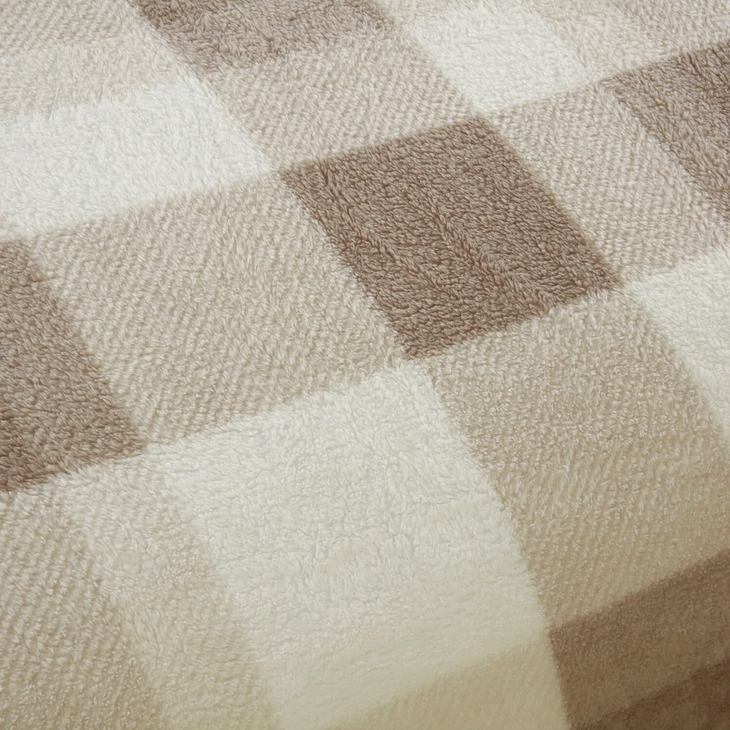 Teddy Fleece Check Double Duvet Set - Natural