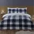 Teddy Fleece Check Duvet Set - Navy, Polyester