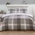 Teddy Fleece Check King Size Duvet Set - Grey