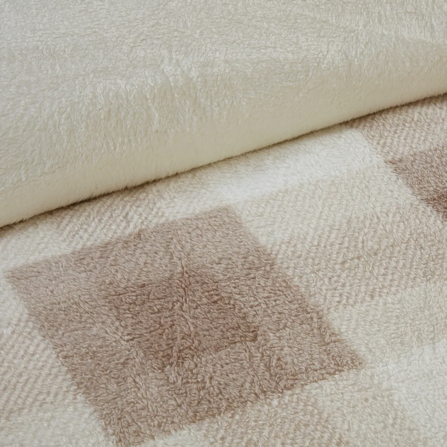 Teddy Fleece Check King Size Duvet Set - Natural