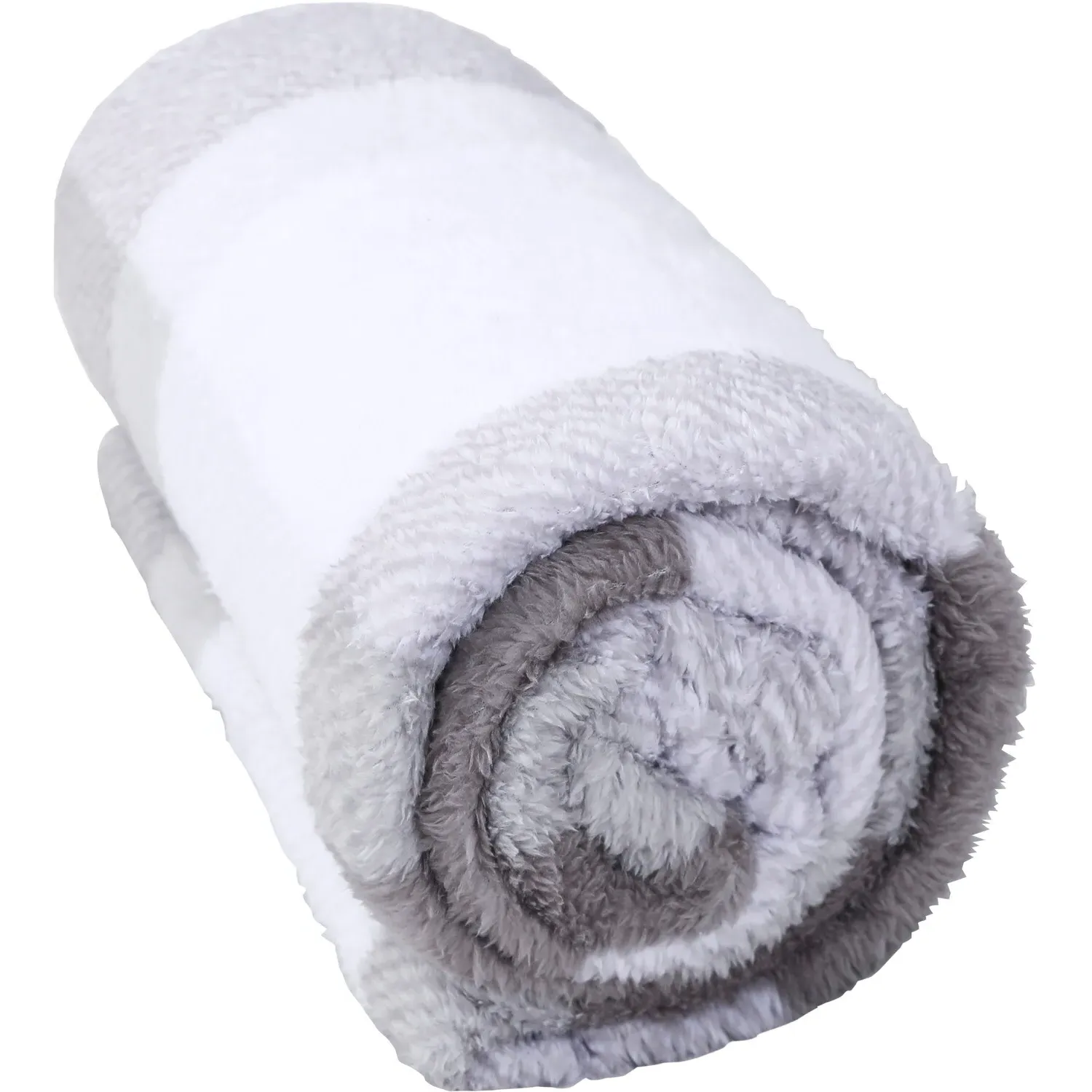 Teddy Fleece Check Throw - Grey