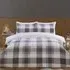 Teddy Fleece King Check Duvet Set - Grey, Polyester