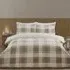 Teddy Fleece Single Check Duvet Set - Natural, Polyester