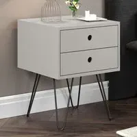 Telford 2 Drawer Bedside Table - Light Grey, MDF