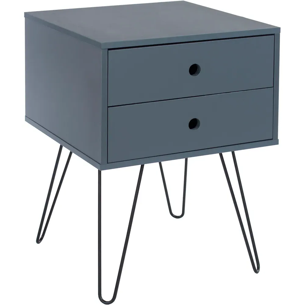 Telford 2 Drawer Bedside Table - Midnight Blue, MDF