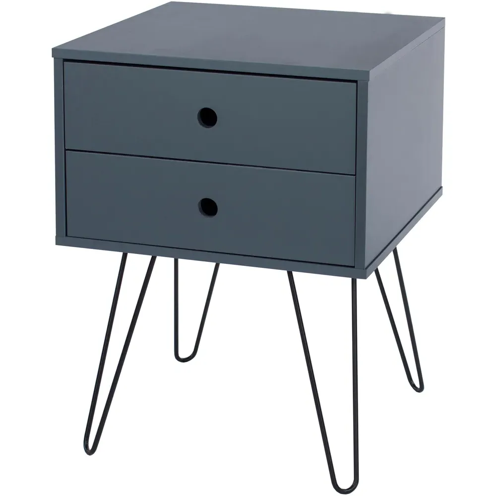 Telford 2 Drawer Bedside Table - Midnight Blue, MDF