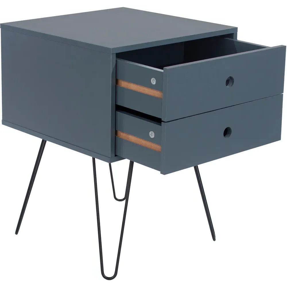 Telford 2 Drawer Bedside Table - Midnight Blue, MDF